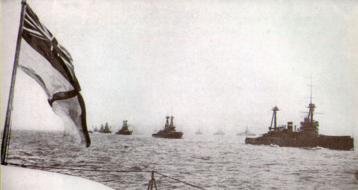 The English Grand Fleet during maneuvers. The victors of Jutland would remain the principal naval force in Europe and the world at large. However, in the 1920s, other nations looked to unseat this hegemony.